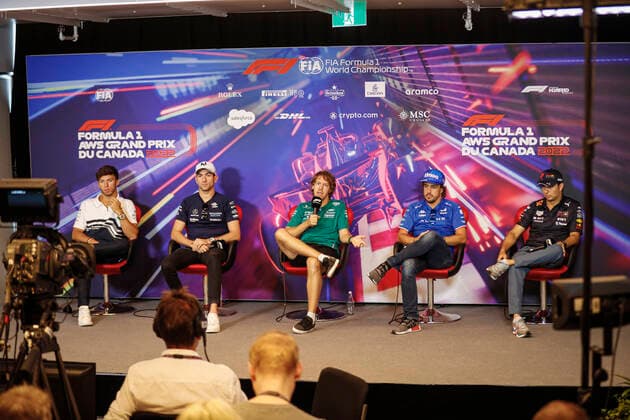 10 Pierre Gasly (FRA, Scuderia AlphaTauri), 6 Nicholas Latifi (CAN, Williams Racing), 5 Sebastian Vettel (DEU, Aston Martin Aramco Cognizant F1 Team), 14 Fernando Alonso (ESP, BWT Alpine F1 Team), 11 Sergio Perez (MEX, Oracle Red Bull Racing), F1 Grand Prix of Canada at Circuit Gilles-Villeneuve on June 17, 2022 in Montreal, Canada. (Photo by HOCH ZWEI) Montreal Canada