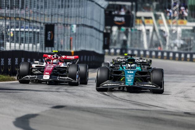 18 STROLL Lance (can), Aston Martin F1 Team AMR22, action 24 ZHOU Guanyu (chi), Alfa Romeo F1 Team ORLEN C42, action during the Formula 1 AWS Grand Prix du Canada 2022, 9th round of the 2022 FIA Formula One World Championship, WM, Weltmeisterschaft on the Circuit Gilles Villeneuve, from June 17 to 19, 2022 in Montreal, Canada - F1 - CANADIAN GRAND PRIX 2022 - RACE DPPI Panoramic GOOD4250