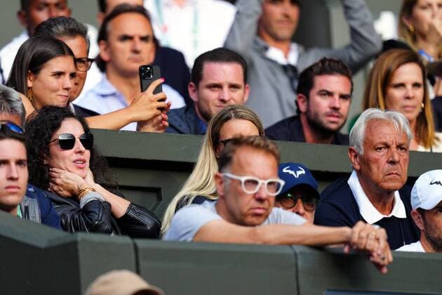 Mandatory Credit: Photo by Javier Garcia Shutterstock (13018042lb) The wife of Rafael Nadal, Maria Francisca Perello, his sister, Maria Isabel Nadal and father, Sebastian Nadal feel the tension Wimbledon Tennis Championships, Day 10, The All England Lawn Tennis and Croquet Club, London, UK - 06 Jul 2022 Wimbledon Tennis Championships, Day 10, The All England Lawn Tennis and Croquet Club, London, UK - 06 Jul 2022 Copyright: xJavierxGarcia Shutterstockx 13018042lb