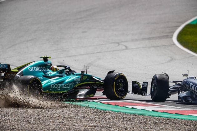 crash, accident, 05 VETTEL Sebastian (ger), Aston Martin F1 Team AMR22, 10 GASLY Pierre (fra), Scuderia AlphaTauri AT03, action during the Formula 1 Rolex Grosser Preis Von Osterreich 2022, 2022 Austrian Grand Prix, 11th round of the 2022 FIA Formula One World Championship, WM, Weltmeisterschaft from July 8 to 10, 2022 on the Red Bull Ring, in Spielberg, Austria - F1 - AUSTRIAN GRAND PRIX 2022 - RACE DPPI Panoramic 00122027__V2_3297