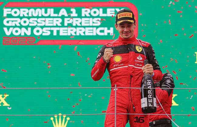 July 10, 2022, Spielberg, Austria: Spielberg, Austria, Red Bull Ring, July 10, 2022, Podium of the F1 Austrian GP 2022 - Charles Leclerc (MON) Ferrari F1-75; Max Verstappen (NED) Redbull Racing RB18: Lewis Hamilton (GBR) Mercedes W13 E Performance during 2022 Austrian Grand Prix - Race - Formula 1 Championship. Formula 1 Championship - 2022 Austrian Grand Prix - Race, Spielberg, Austria - ZUMAl164 20220710_zsa_l164_206 Copyright: xAlessioxDexMarcox