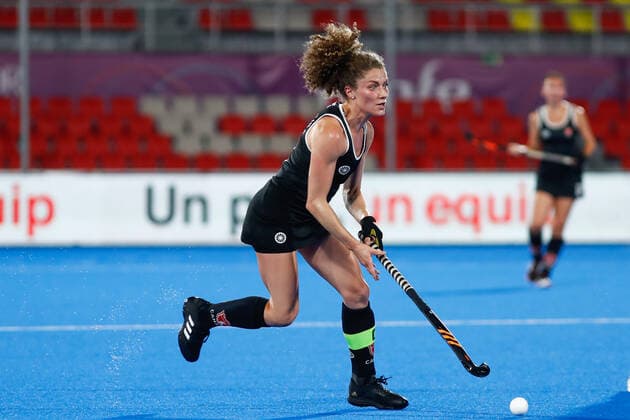 July 11, 2022, TERRASSA, BARCELONA, SPAIN: Natalie Sourisseau of Canada in action during the FIH Hockey Women s World Cup 2022, 9th - 16th, hockey match played between Canada and India at Estadi Olimpic on July 11, 2022, in Terrassa, Barcelona, Spain. TERRASSA SPAIN - ZUMAa181 20220711_zaa_a181_078 Copyright: xIrinaxR.xHx