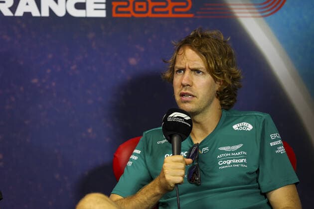 VETTEL Sebastian (ger), Aston Martin F1 Team, portrait during the press conference, PK, Pressekonferenz prior to the Formula 1 Lenovo Grand Prix de France, French Grand Prix 2022, 12th round of the 2022 FIA Formula One World Championship, WM, Weltmeisterschaft from July 22 to 24, 2022 on the Circuit Paul Ricard, in Le Castellet, France - F1 - FRENCH GRAND PRIX 2022 DPPI Panoramic AV6_9290