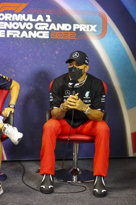 HAMILTON Lewis (gbr), Mercedes AMG F1 Team, portrait during the press conference, PK, Pressekonferenz prior to the Formula 1 Lenovo Grand Prix de France, French Grand Prix 2022, 12th round of the 2022 FIA Formula One World Championship, WM, Weltmeisterschaft from July 22 to 24, 2022 on the Circuit Paul Ricard, in Le Castellet, France - F1 - FRENCH GRAND PRIX 2022 DPPI Panoramic AV6_9710