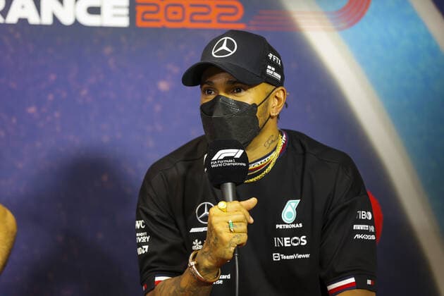 HAMILTON Lewis (gbr), Mercedes AMG F1 Team, portrait during the press conference, PK, Pressekonferenz prior to the Formula 1 Lenovo Grand Prix de France, French Grand Prix 2022, 12th round of the 2022 FIA Formula One World Championship, WM, Weltmeisterschaft from July 22 to 24, 2022 on the Circuit Paul Ricard, in Le Castellet, France - F1 - FRENCH GRAND PRIX 2022 DPPI Panoramic AV6_9747