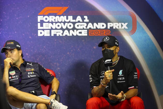 HAMILTON Lewis (gbr), Mercedes AMG F1 Team, portrait during the press conference, PK, Pressekonferenz prior to the Formula 1 Lenovo Grand Prix de France, French Grand Prix 2022, 12th round of the 2022 FIA Formula One World Championship, WM, Weltmeisterschaft from July 22 to 24, 2022 on the Circuit Paul Ricard, in Le Castellet, France - F1 - FRENCH GRAND PRIX 2022 DPPI Panoramic AV6_9775