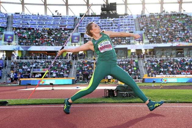 WM 2022 Oregon , Eugene USA, World Athletics, Leichtathletik, athletics, Track and Field, World athletics Championships 2022 Oregon Leichtathletik WM 2022 Oregon 15-.07-24..07..2022, Hayward field Eugene, Oregon, Speerwurf Frauen Finale ,Kelsey-Lee Barber Australien