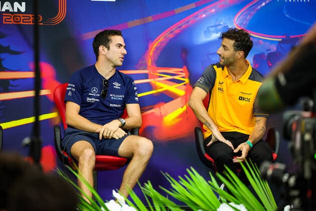 LATIFI Nicholas (can), Williams Racing FW44, RICCIARDO Daniel (aus), McLaren F1 Team MCL36, portrait during the Formula 1 Rolex Belgian Grand Prix 2022, 14th round of the 2022 FIA Formula One World Championship, WM, Weltmeisterschaft from August 26 to 28, 2022 on the Circuit de Spa-Francorchamps, in Francorchamps, Belgium - F1 - BELGIAN GRAND PRIX 2022 DPPI Panoramic 20220825_GOOD2743