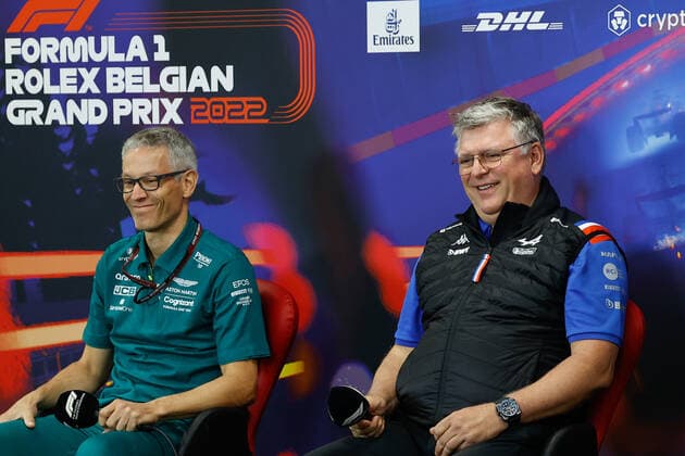 KRACK Mike (her), Team Principal and CEO of Aston Martin F1 Team, with SZAFNAUER Otmar, Team Principal of Alpine F1 Team, portrait, press conference, PK, Pressekonferenz during the Formula 1 Rolex Belgian Grand Prix 2022, 14th round of the 2022 FIA Formula One World Championship, WM, Weltmeisterschaft from August 26 to 28, 2022 on the Circuit de Spa-Francorchamps, in Francorchamps, Belgium - F1 - BELGIAN GRAND PRIX 2022 DPPI Panoramic _F2_5127