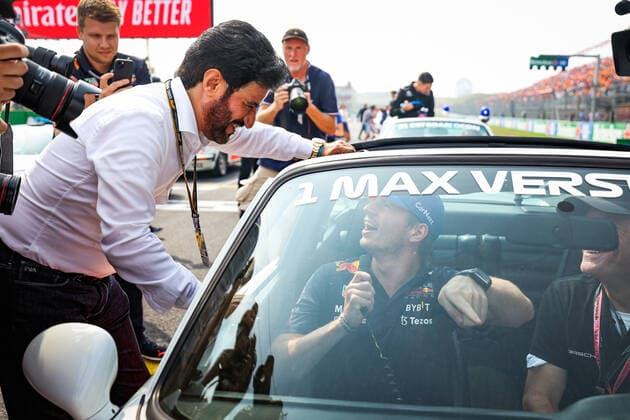BEN SULAYEM Mohammed (uae), President of the FIA, and VERSTAPPEN Max (ned), Red Bull Racing RB18, portrait during the Formula 1 Heineken Dutch Grand Prix 2022, 15th round of the 2022 FIA Formula One World Championship, WM, Weltmeisterschaft from September 2 to 4, 2022 on the Zandvoort Circuit, in Netherlands, Belgium - F1 - DUTCH GRAND PRIX 2022 - RACE DPPI Panoramic 20220904_GOOD3027