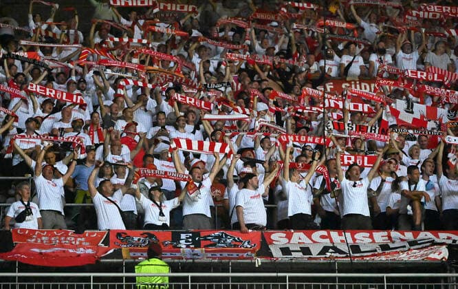 Fußball, EL, Sporting Braga - 1. FC Union Berlin Fussball, Herren, Saison 2022 2023, Europa League, Sporting Braga - 1. FC Union Berlin (Gruppenphase, Gruppe D, 2. Spieltag), Fans von Union, 15.09. 2022, Copyright: xMatthiasxKochx