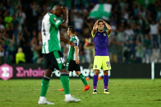 Mandatory Credit: Photo by Pressinphoto Shutterstock (13393677j) Gustavo Nonato of Ludogorets Razgrad reacts Real Betis v PFC Ludogorets, UEFA Europa League, Group C, date 2. Football, Benito Villamarin Stadium, Sevilla, Spain - 13 Sep 2022 Editorial use only Real Betis v PFC Ludogorets, UEFA Europa League, Group C, date 2. Football, Benito Villamarin Stadium, Sevilla, Spain - 13 Sep 2022 Editorial use only Copyright: xPressinphoto Shutterstockx 13393677j