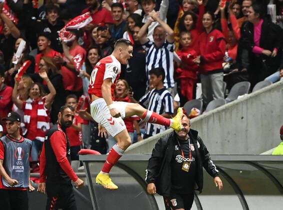 Fussball, Herren, Saison 2022 2023, Europa League, Sporting Braga - 1. FC Union Berlin (Gruppenphase, Gruppe D, 2. Spieltag), Vitor Oliveira (SC Braga), Jubel nach Tor zum 1:0, 15.09. 2022, Copyright: xMatthiasxKochx