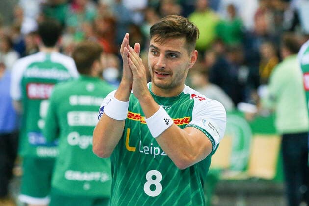 SC DHfK Leipzig - HSV Hamburg 18.09.2022 Leipzig, 18.09.2022, QUARTERBACK Immobilien ARENA Leipzig, Handball, Männer, Saison 2022 2023, Bundesliga, 4. Spieltag , SC DHfK - HSV Hamburg 22:23 (12:13) , Im Bild: Lucas Krzikalla (8, Leipzig) ,