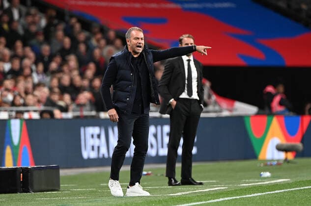 Fussball, Herren, Saison 2022 23, Nations League (Liga A, Gruppe 3, 6. Spieltag) in London, England - Deutschland, v. l. Trainer Hansi Flick (Deutschland), Trainer Gareth Southgate (England), 26.09. 2022, Copyright: xMatthiasxKochx