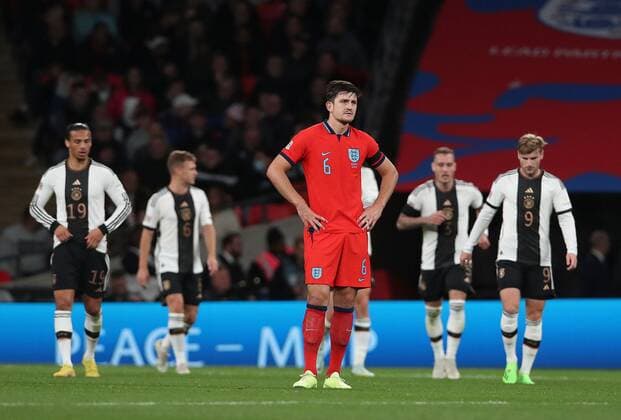 Mandatory Credit: Photo by Matt Impey Shutterstock (13422173bn) Harry Maguire of England after the 2nd Germany goal England v Germany, Football, UEFA Nations Cup, Wembley Stadium, Wembley, London, UK - 26 09 2022 Editorial use only England v Germany, Football, UEFA Nations Cup, Wembley Stadium, Wembley, London, UK - 26 09 2022 Editorial use only Copyright: xMattxImpey Shutterstockx 13422173bn