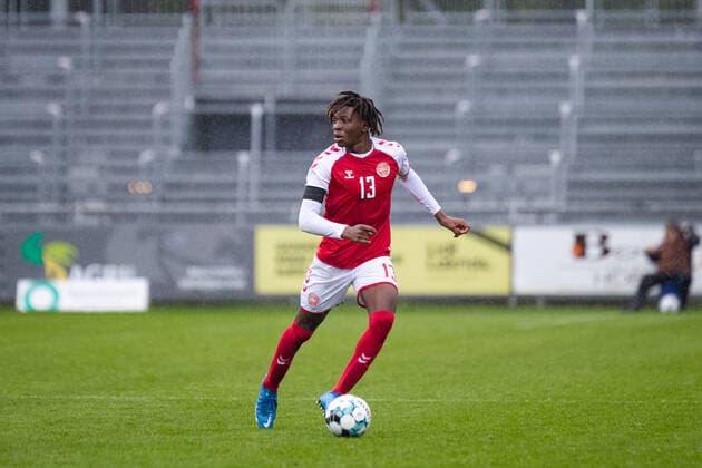 Denmark U19 v England U19, UEFA U19 Championship qualifier, Hobro, Denmark Hobro, Denmark. 27th, September 2022. Patrick Dorgu (13) of Denmark seen during the UEFA U19 Championship qualifier between Denmark and England at DS Arena in Hobro. Hobro Denmark Copyright: xGonzalesxPhoto BalazsxPopalx