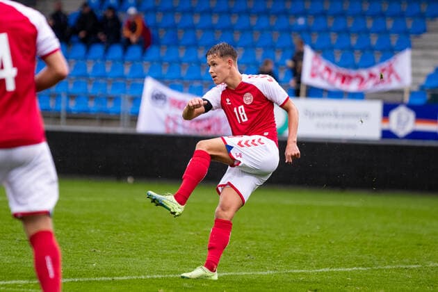 Denmark U19 v England U19, UEFA U19 Championship qualifier, Hobro, Denmark Hobro, Denmark. 27th, September 2022. Mads Enggaard (18) of Denmark seen during the UEFA U19 Championship qualifier between Denmark and England at DS Arena in Hobro. Hobro Denmark Copyright: xGonzalesxPhoto BalazsxPopalx
