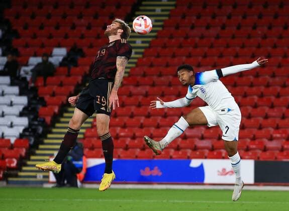 Mandatory Credit: Photo by Matt West Shutterstock (13423132ea) Rhian Brewster of England England U21, U 21 v Germany U21, Friendly, International Football, Bramall Lane, Sheffield, UK - 27 Sep 2022 EDITORIAL USE ONLY No use with unauthorised audio, video, data, fixture lists, club league logos or live services. Online in-match use limited to 120 images, no video emulation. No use in betting, games or single club league player publications. England U21 v Germany U21, Friendly, International Football, Bramall Lane, Sheffield, UK - 27 Sep 2022 EDITORIAL USE ONLY No use with unauthorised audio, video, data, fixture lists, club league logos or live services. Online in-match use limited to 120 images, no video emulation. No use in betting, games or single club league player publications. Copyright: xMattxWest Shutterstockx 13423132ea
