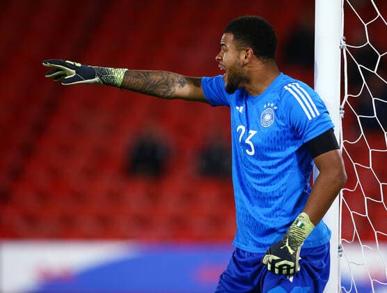 Mandatory Credit: Photo by Matt West Shutterstock (13423132dq) Germany goalkeeper Noah Atubolu England U21, U 21 v Germany U21, Friendly, International Football, Bramall Lane, Sheffield, UK - 27 Sep 2022 EDITORIAL USE ONLY No use with unauthorised audio, video, data, fixture lists, club league logos or live services. Online in-match use limited to 120 images, no video emulation. No use in betting, games or single club league player publications. England U21 v Germany U21, Friendly, International Football, Bramall Lane, Sheffield, UK - 27 Sep 2022 EDITORIAL USE ONLY No use with unauthorised audio, video, data, fixture lists, club league logos or live services. Online in-match use limited to 120 images, no video emulation. No use in betting, games or single club league player publications. Copyright: xMattxWest Shutterstockx 13423132dq