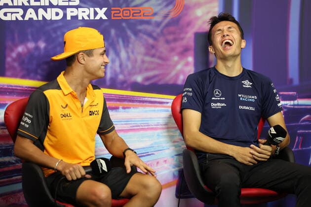 NORRIS Lando (gbr), McLaren F1 Team MCL36, and ALBON Alexander (tha), Williams Racing FW44, portrait, press conference, PK, Pressekonferenz during the Formula 1 Singapore Airlines Singapore Grand Prix 2022, 17th round of the 2022 FIA Formula One World Championship, WM, Weltmeisterschaft from September 30 to October 02, 2022 on the Marina Bay Street Circuit, in Singapore - F1 - SINGAPORE GRAND PRIX 2022 DPPI Panoramic GOOD9672