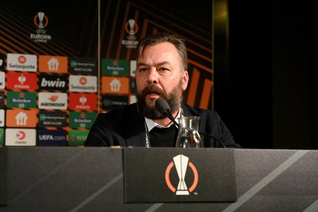 Fussball, Herren, Saison 2022 2023, Europa League, Malmö FF - 1. FC Union Berlin (Gruppenphase, Gruppe D, 3. Spieltag), Pressekonferenz und Training des 1. FC Union am Tag vor dem Spiel im Eleda Stadium, Presse- und Stadionsprecher Christian Arbeit (1. FC Union), 05.10. 2022, Copyright: xMatthiasxKochx