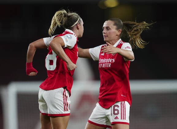 Mandatory Credit: Photo by Jed Leicester Shutterstock (13491495f) Jordan Nobbs of Arsenal celebrates scoring the opening goal with Noelle Maritz Arsenal Women v Zurich Women, UEFA Women s Champions League, Group C, Football,Emirates Stadium, London, UK - 27 Oct 2022 EDITORIAL USE ONLY No use with unauthorised audio, video, data, fixture lists, club league logos or live services. Online in-match use limited to 120 images, no video emulation. No use in betting, games or single club league player publications. Arsenal Women v Zurich Women, UEFA Women s Champions League, Group C, Football,Emirates Stadium, London, UK - 27 Oct 2022 EDITORIAL USE ONLY No use with unauthorised audio, video, data, fixture lists, club league logos or live services. Online in-match use limited to 120 images, no video emulation. No use in betting, games or single club league player publications. Copyright: xJedxLeicester Shutterstockx 13491495f