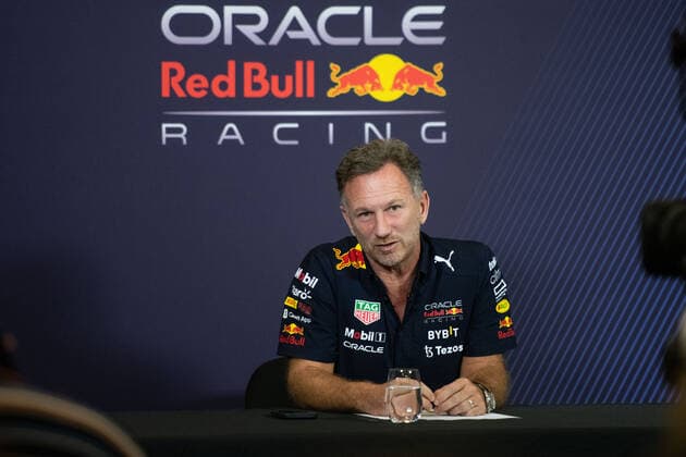 Christian Horner (Oracle Red Bull Racing, Teamchef) gibt eine Pressekonferenz zum ABA (Accepted Breach Agreement) zwischen FIA und Red Bull Racing zur Ueberschreitung des Cost Cap (Kostenobergrenze), MEX, Formel 1 Grand Prix von Mexiko, Autodromo Hermanos Rodriguez Mexico City, Ankunft der Fahrer, 28.10.2022 MEX, Formel 1 Grand Prix von Mexiko, Autodromo Hermanos Rodriguez Mexico City, Ankunft der Fahrer, 28.10.2022 Mexico City Copyright: xEibner Memmlerx EP_MMR