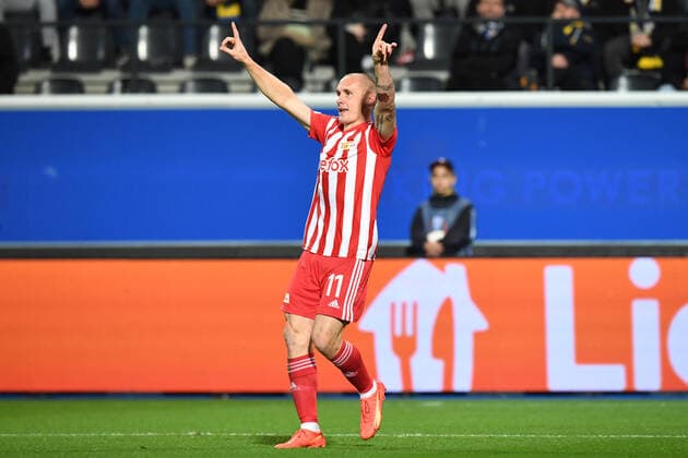 Sport Bilder des Tages Fussball, Herren, Saison 2022 2023, Europa League (Gruppenphase, Gruppe D, 6. Spieltag), Royale Union Saint-Gilloise - 1. FC Union Berlin, Sven Michel (1. FC Union Berlin, 11) Torjubel, Jubel nach dem Tor zum 0:1 , 03.11. 2022, Copyright: xSebastianxRäppold MatthiasxKochx