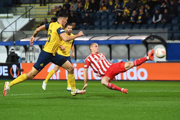 Sport Bilder des Tages Fussball, Herren, Saison 2022 2023, Europa League (Gruppenphase, Gruppe D, 6. Spieltag), Royale Union Saint-Gilloise - 1. FC Union Berlin, Sven Michel (1. FC Union Berlin, 11), rechts erzielt das Tor zum 0:1 , 03.11. 2022, Copyright: xSebastianxRäppold MatthiasxKochx