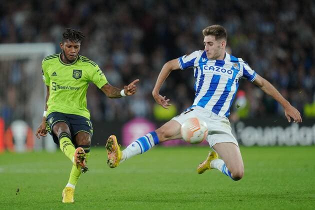 Sport Bilder des Tages Mandatory Credit: Photo by Bagu Blanco Pressinphoto Shutterstock (13607020co) Fred of Manchester United, ManU Real Sociedad v Manchester United, UEFA Europa League, Group C, date 4. Football, Reale Arena Stadium, San Sebastian, Spain - 3 Nov 2022 Editorial use only Real Sociedad v Manchester United, UEFA Europa League, Group C, date 4. Football, Reale Arena Stadium, San Sebastian, Spain - 3 Nov 2022 Editorial use only Copyright: xBaguxBlanco Pressinphoto Shutterstockx 13607020co