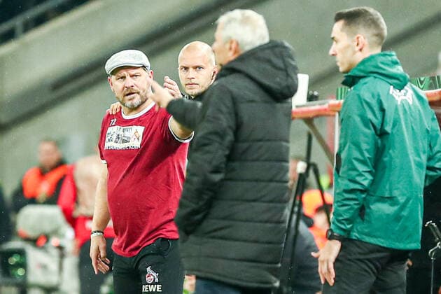 Steffen Baumgart (FC Köln Koeln, Chef-Trainer) und Lucien Favre (OGC Nizza Nice, Chef-Trainer), GER, FC Köln Koeln vs. OGC Nizza Nice, UEFA Conference League 2022 23, Gruppenphase, Gruppe D, 6. Spieltag, 03.11.2022, GER, FC Köln Koeln vs. OGC Nizza Nice, UEFA Conference League 2022 23, Gruppenphase, Gruppe D, 6. Spieltag, 03.11.2022, Foto: Eibner-Pressefoto Gabriel Boia Köln Koeln Copyright: xEibner-Pressefoto GabrielxBoiax EP_EER