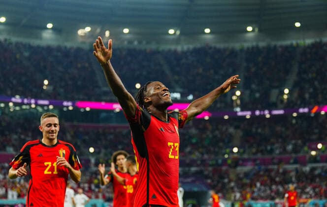 Mandatory Credit: Photo by Javier Garcia Shutterstock (13626489be) Michy Batshuayi of Belgium celebrates scoring the opening goal 1-0 Belgium v Canada, FIFA World Cup, WM, Weltmeisterschaft, Fussball 2022, Group F, Football, Ahmad Bin Ali Stadium, Ar-Rayyan, Qatar - 23 Nov 2022 Editorial Use Only Belgium v Canada, FIFA World Cup 2022, Group F, Football, Ahmad Bin Ali Stadium, Ar-Rayyan, Qatar - 23 Nov 2022 Editorial Use Only Copyright: xJavierxGarcia Shutterstockx 13626489be