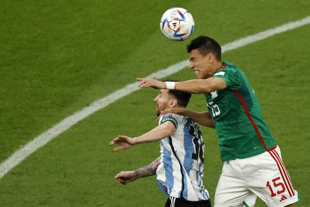 RECORD DATE NOT STATED FIFA World Cup, WM, Weltmeisterschaft, Fussball Qatar 2022 Argentina vs Mexico (L-R), Lionel Messi of Argentina and Hector Moreno of Mexico during the game Argentina vs Mexican national team, Nationalteam (Mexico), Corresponding to Group C of the FIFA World Cup Qatar 2022, at Lusail Stadium, Lusail, Doha, November 26, 2022. <br><br> (I-D), Lionel Messi de Argentina y Hector Moreno de Mexico durante el partido Argentina vs Seleccion Nacional Mexicana (Mexico), correspondiente al Grupo C de la Copa Mundial de la FIFA Qatar 2022, en el Estadio Lusail, Lusail, Doha, 26 de noviembre de 2022. LUSAIL DOHA QATAR Copyright: xAndresxPinax 20221126_12014