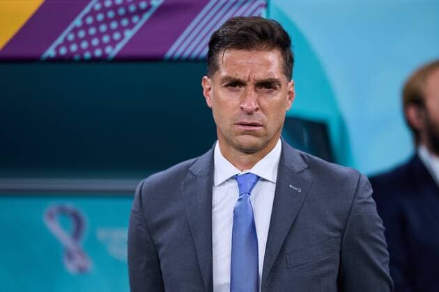 RECORD DATE NOT STATED FIFA World Cup, WM, Weltmeisterschaft, Fussball Qatar 2022 Ghana vs Uruguay Diego Alonso head coach of Uruguay during the game Ghana vs Uruguay, Corresponding to Group H of the FIFA World Cup Qatar 2022, at Al Janoub Stadium, Al Wakrah, Doha, on December 02, 2022. <br><br> Diego Alonso Director Tecnico de Uruguay durante el partido Ghana vs Uruguay, correspondiente al Grupo H de la Copa Mundial de la FIFA Qatar 2022, en el Estadio Al Janoub, Al Wakrah, Doha, el 02 de Diciembre de 2022. AL WAKRAH DOHA QATAR Copyright: xCristianxdexMarchenax 20221202_1095