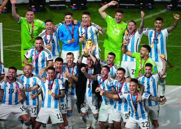 Mandatory Credit: Photo by Javier Garcia Shutterstock (13670815ja) Lionel Messi lifts the trophy after Argentina win the World Cup Argentina v France, FIFA World Cup, WM, Weltmeisterschaft, Fussball 2022, Final, Football, Lusail Stadium, Al Daayen, Qatar - 18 Dec 2022 Editorial Use Only Argentina v France, FIFA World Cup 2022, Final, Football, Lusail Stadium, Al Daayen, Qatar - 18 Dec 2022 Editorial Use Only Copyright: xJavierxGarcia Shutterstockx 13670815ja