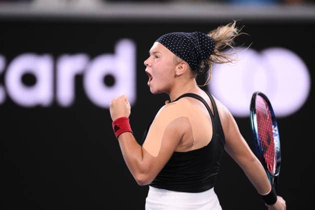 Mandatory Credit: Photo by James Gourley Shutterstock (13716764ao) Diana Shnaider celebrates during her second round match Australian Open, Day Three, Tennis, Melbourne Park, Melbourne, Australia - 18 Jan 2023 Australian Open, Day Three, Tennis, Melbourne Park, Melbourne, Australia - 18 Jan 2023 Copyright: xJamesxGourley Shutterstockx 13716764ao