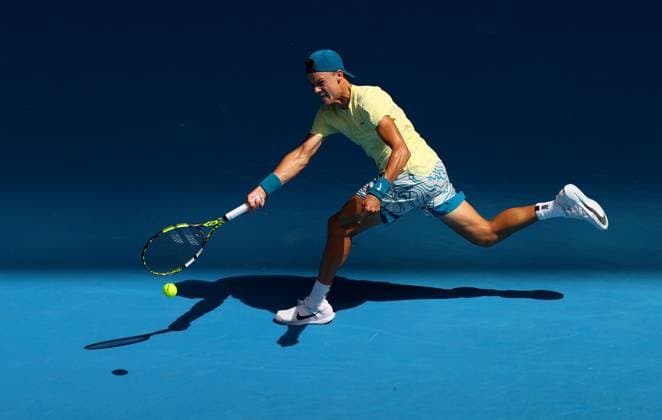 Mandatory Credit: Photo by Ella Ling Shutterstock (13728748l) Holger Rune of Denmark in action Australian Open, Day Six, Tennis, Melbourne Park, Melbourne, Australia - 21 Jan 2023 Australian Open, Day Six, Tennis, Melbourne Park, Melbourne, Australia - 21 Jan 2023 Copyright: xEllaxLing Shutterstockx 13728748l