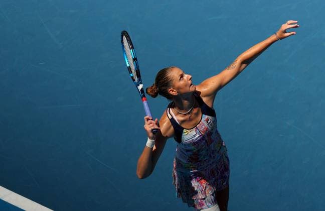 Mandatory Credit: Photo by Ella Ling Shutterstock (13728748bg) Karolina Pliskova of Czech Republic in action Australian Open, Day Six, Tennis, Melbourne Park, Melbourne, Australia - 21 Jan 2023 Australian Open, Day Six, Tennis, Melbourne Park, Melbourne, Australia - 21 Jan 2023 Copyright: xEllaxLing Shutterstockx 13728748bg
