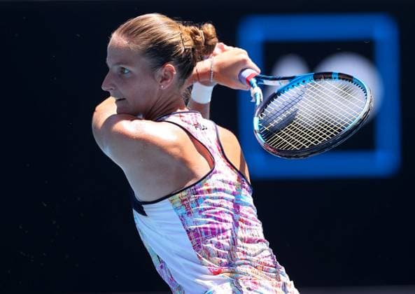 Mandatory Credit: Photo by Ella Ling Shutterstock (13729779bn) Karolina Pliskova of Czech Republic in action Australian Open, Day Eight, Tennis, Melbourne Park, Melbourne, Australia - 23 Jan 2023 Australian Open, Day Eight, Tennis, Melbourne Park, Melbourne, Australia - 23 Jan 2023 Copyright: xEllaxLing Shutterstockx 13729779bn