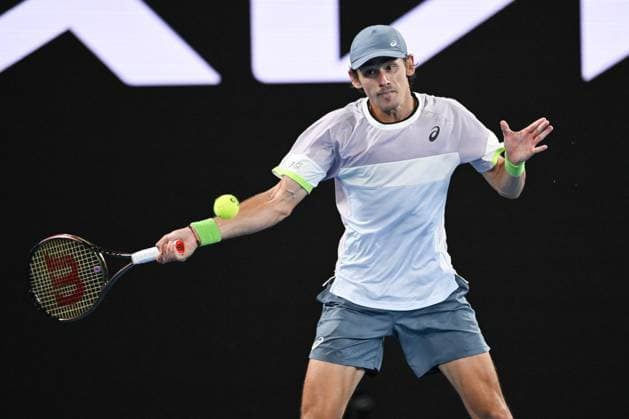 Mandatory Credit: Photo by James Gourley Shutterstock (13729780jf) Alex de Minaur in action during his fourth round match Australian Open, Day Eight, Tennis, Melbourne Park, Melbourne, Australia - 23 Jan 2023 Australian Open, Day Eight, Tennis, Melbourne Park, Melbourne, Australia - 23 Jan 2023 Copyright: xJamesxGourley Shutterstockx 13729780jf