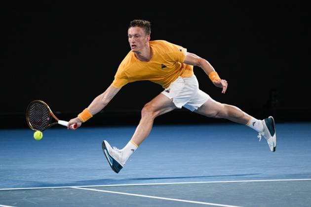 Mandatory Credit: Photo by James Gourley Shutterstock (13729783fw) Jiri Lehecka in action during his Quarter Final Match Australian Open, Day Nine, Tennis, Melbourne Park, Melbourne, Australia - 24 Jan 2023 Australian Open, Day Nine, Tennis, Melbourne Park, Melbourne, Australia - 24 Jan 2023 Copyright: xJamesxGourley Shutterstockx 13729783fw