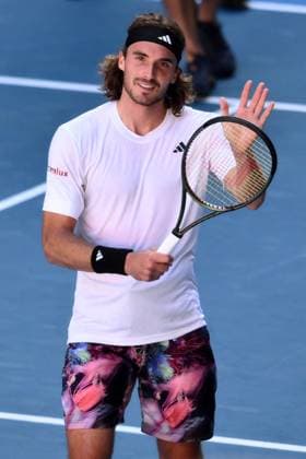 Mandatory Credit: Photo by James Gourley Shutterstock (13736332cw) Stefanos Tsitsipas celebrates victory in his semi-final match Australian Open, Day Twelve, Tennis, Melbourne Park, Melbourne, Australia - 27 Jan 2023 Australian Open, Day Twelve, Tennis, Melbourne Park, Melbourne, Australia - 27 Jan 2023 Copyright: xJamesxGourley Shutterstockx 13736332cw
