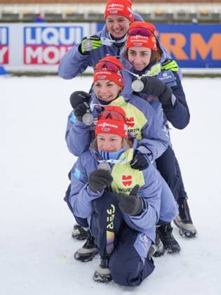 Denise Hermann-Wick (Deutschland, 3-4), Hanna Kebinger (Deutschland, 3-2), Sophia Schneider (Deutschland, 3-3), Hanna Kebinger (Deutschland, 3-2) GER, BMW IBU Biathlon Weltmeisterschaft Oberhof, Rennen 4x6_km Staffel der Frauen, 18.02.2023, Saison 2022 2023 GER, BMW IBU Biathlon Weltmeisterschaft Oberhof, Rennen 4x6_km Staffel der Frauen, 18.02.2023, Saison 2022 2023 Oberhof Copyright: xEibner-Pressefoto JohannxMedveyx EP_JMY