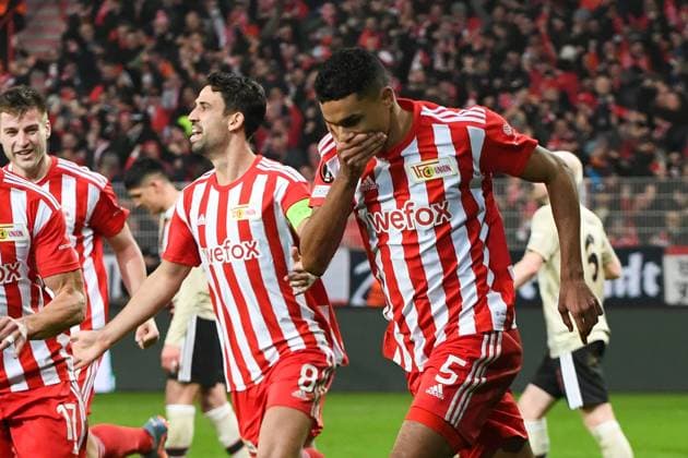 Sport Bilder des Tages Fussball, Herren, Saison 2022 2023, Europa League, (Play-Offs zum Achtelfinale, Rückspiel), 1. FC Union Berlin - Ajax Amsterdam, Danilho Doekhi (1. FC Union Berlin) Torjubel, jubelt nach seinem Treffer zum 3:1 , 23.02. 2022, Copyright: xMatthiasxKochx