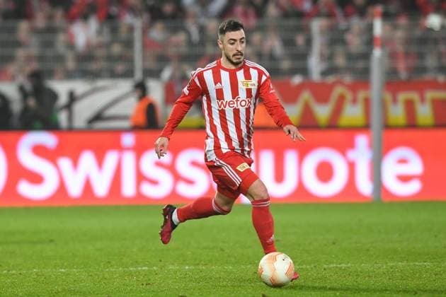 Fussball, Herren, Saison 2022 2023, Europa League, (Play-Offs zum Achtelfinale, Rückspiel), 1. FC Union Berlin - Ajax Amsterdam, Josip Juranovic (1. FC Union Berlin) in Aktion, am Ball, Einzelaktion , 23.02. 2022, Copyright: xMatthiasxKochx