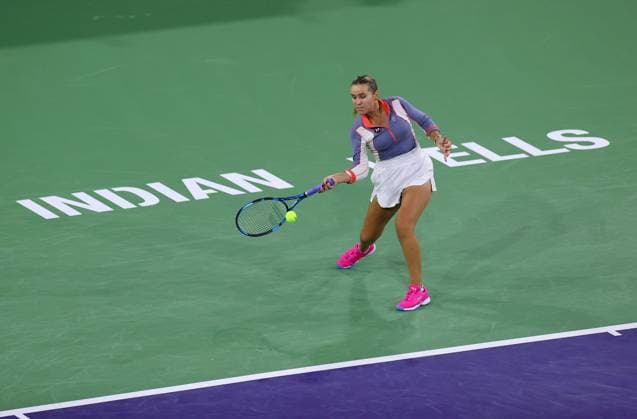 Mandatory Credit: Photo by Ella Ling Shutterstock (13794900dp) Sonia Kenin of USA in action BNP Paribas Open, Tennis, Day 2, Indian Wells Tennis Garden, California, USA- 09 Mar 2023 BNP Paribas Open, Tennis, Day 2, Indian Wells Tennis Garden, California, USA- 09 Mar 2023 Copyright: xEllaxLing Shutterstockx 13794900dp