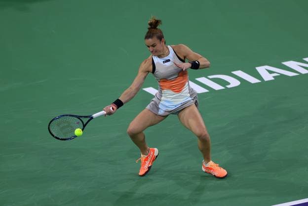 Mandatory Credit: Photo by Ella Ling Shutterstock (13794901cs) Maria Sakkari of Greece in action BNP Paribas Open, Tennis, Day 3, Indian Wells Tennis Garden, California, USA- 10 Mar 2023 BNP Paribas Open, Tennis, Day 3, Indian Wells Tennis Garden, California, USA- 10 Mar 2023 Copyright: xEllaxLing Shutterstockx 13794901cs