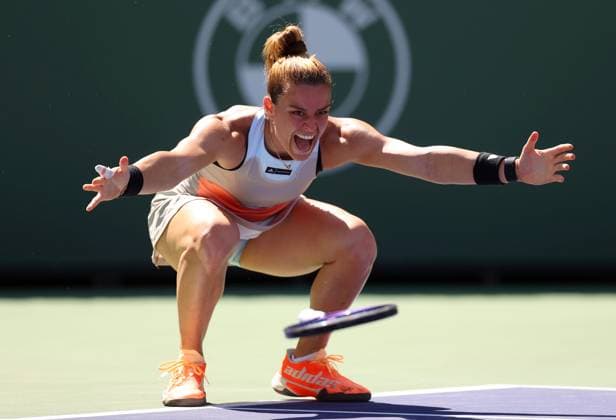 Mandatory Credit: Photo by Ella Ling Shutterstock (13795074c) Maria Sakkari of Greece celebrates BNP Paribas Open, Tennis, Day 5, Indian Wells Tennis Garden, California, USA- 12 Mar 2023 BNP Paribas Open, Tennis, Day 5, Indian Wells Tennis Garden, California, USA- 12 Mar 2023 Copyright: xEllaxLing Shutterstockx 13795074c