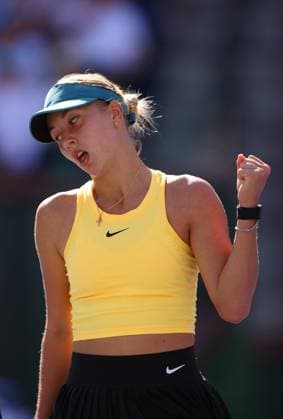 Mandatory Credit: Photo by Ella Ling Shutterstock (13795074bp) Anastasia Potapova of Russia celebrates BNP Paribas Open, Tennis, Day 5, Indian Wells Tennis Garden, California, USA- 12 Mar 2023 BNP Paribas Open, Tennis, Day 5, Indian Wells Tennis Garden, California, USA- 12 Mar 2023 Copyright: xEllaxLing Shutterstockx 13795074bp